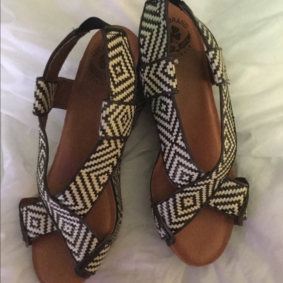 LUCKY Brand Woven KoKo Wedges Sz 9M - Picture 3 of 5